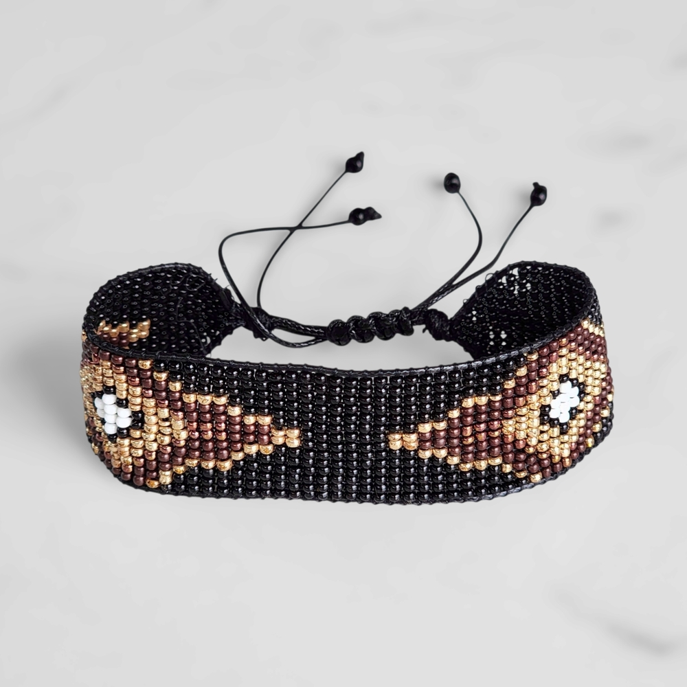 Handmade Beaded Boho Bracelet | Miyuki Wide Boheme Y2K Jewelry Astu Bronze